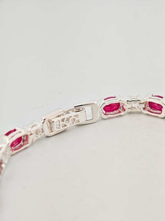 Solid Sterling Silver Ruby & Cubic Zirconia Tenni… - image 9