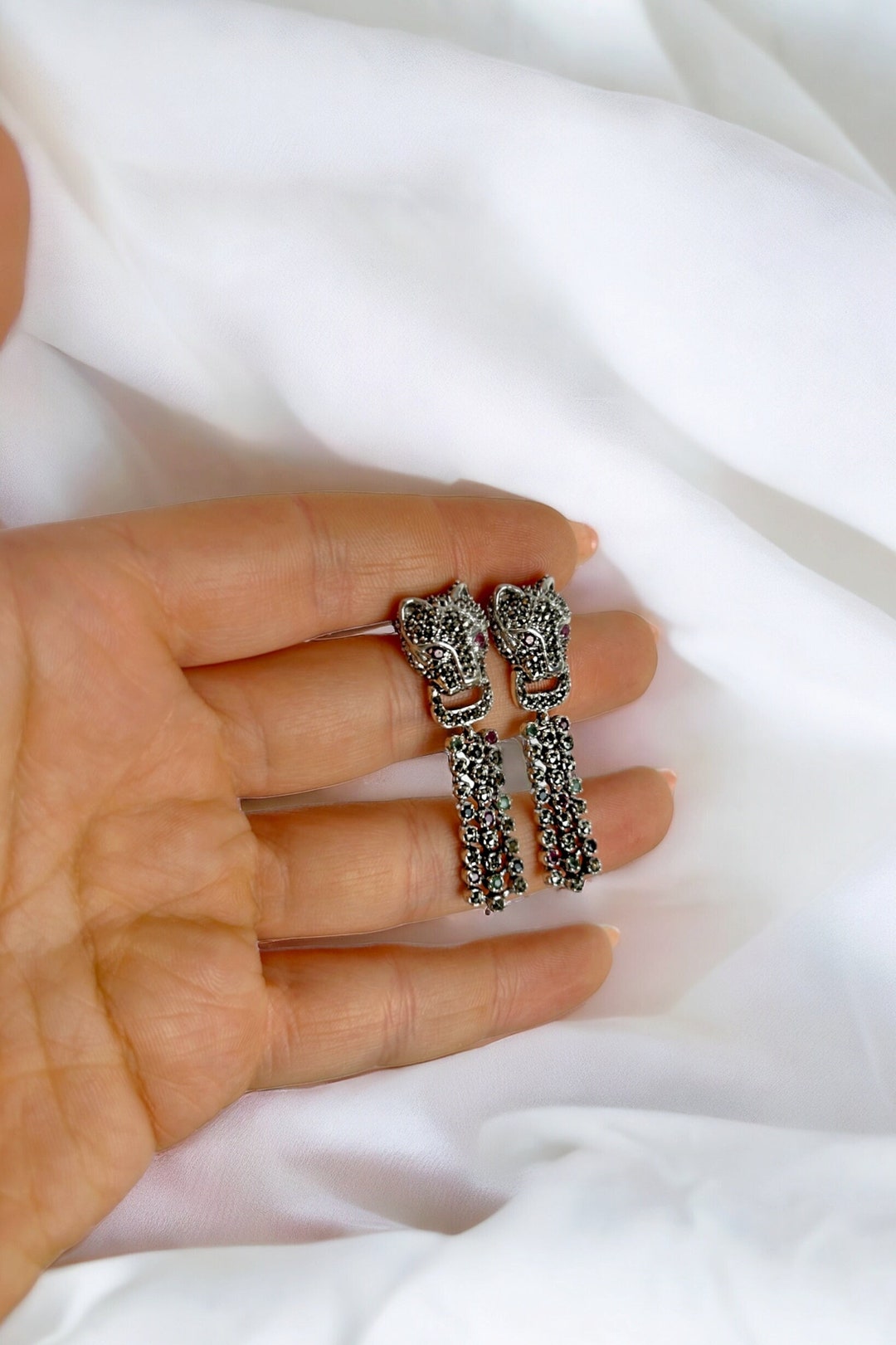 •PYTHON• silver dangle earrings