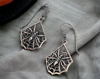 Orecchini Pendenti A Forma Di Ragno In Argento 925, Gioielli Gotici Per Halloween, Con Ragnatela, Idea Regalo Donna - 2