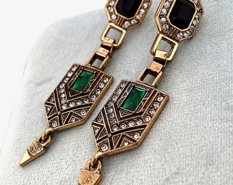 Art Deco Drop Earrings in Gilt