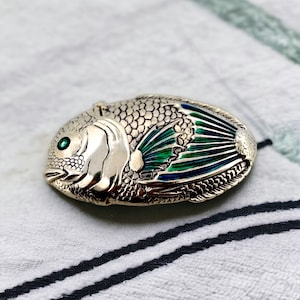 Silver Plated Fish Enamel Novelty Vesta, Match Safe, Match Striker, Decorative Match Storage, Novelty Animal Snuff Box, Figural Marine Life
