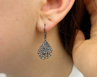 Orecchini a forma di ragno per donna in argento sterling 925 con pendente a goccia a forma di ragno - Italia