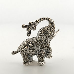 Vintage Silver and Marcasite Elephant Brooch