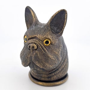 Brass French Bulldog Vesta, Match Striker, Snuff Box, Animal Collector Box, Dog Collectible, Decorative Match Box