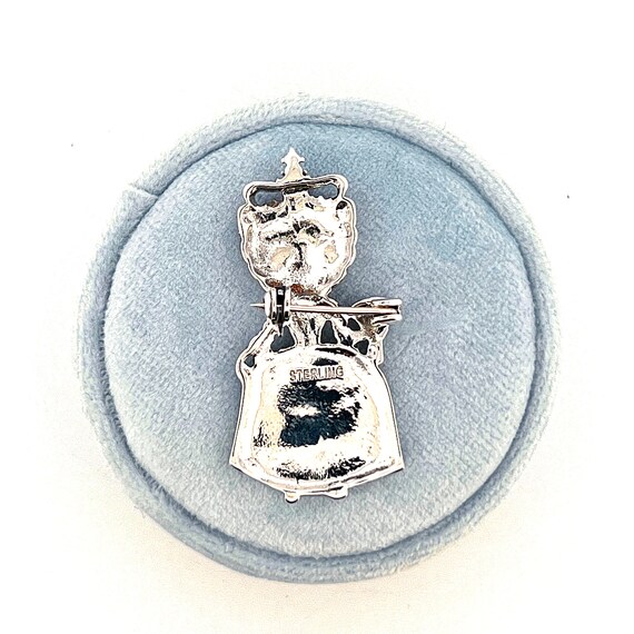 Solid Silver Queen Cat Brooch with Ruby Crown - image 5