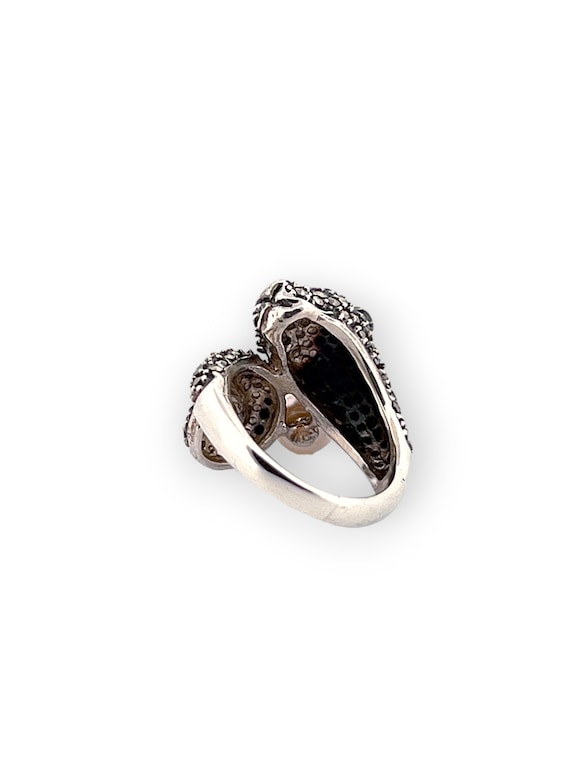 Solid Silver Panther Ring with Marcasites, Rubies… - image 8