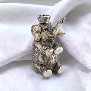 Silver Plated Elephant Scent Novelty Perfume Bottle with Ruby Eyes