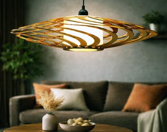 Wood Pendant Light: Scandinavian Style Chandelier, Warm Lighting