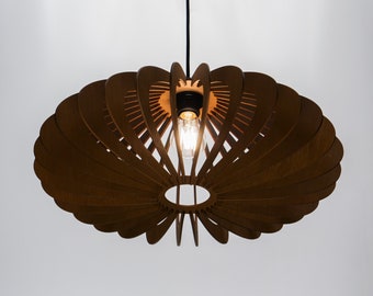 Brown PATTYPAN , wood ceiling light, BRADA, wood lamp, Scandinavian style, plywood chandelier, wood pendant light, wood light