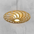 Swirling Plywood Pendant Lampshade: Scandinavian Wood Ceiling Light
