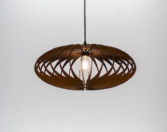 Brown ELLIPSE lampshade, wood ceiling light, Scandinavian pendant, BRADA, wood lamp, plywood chandelier, wood pendant light, wood light