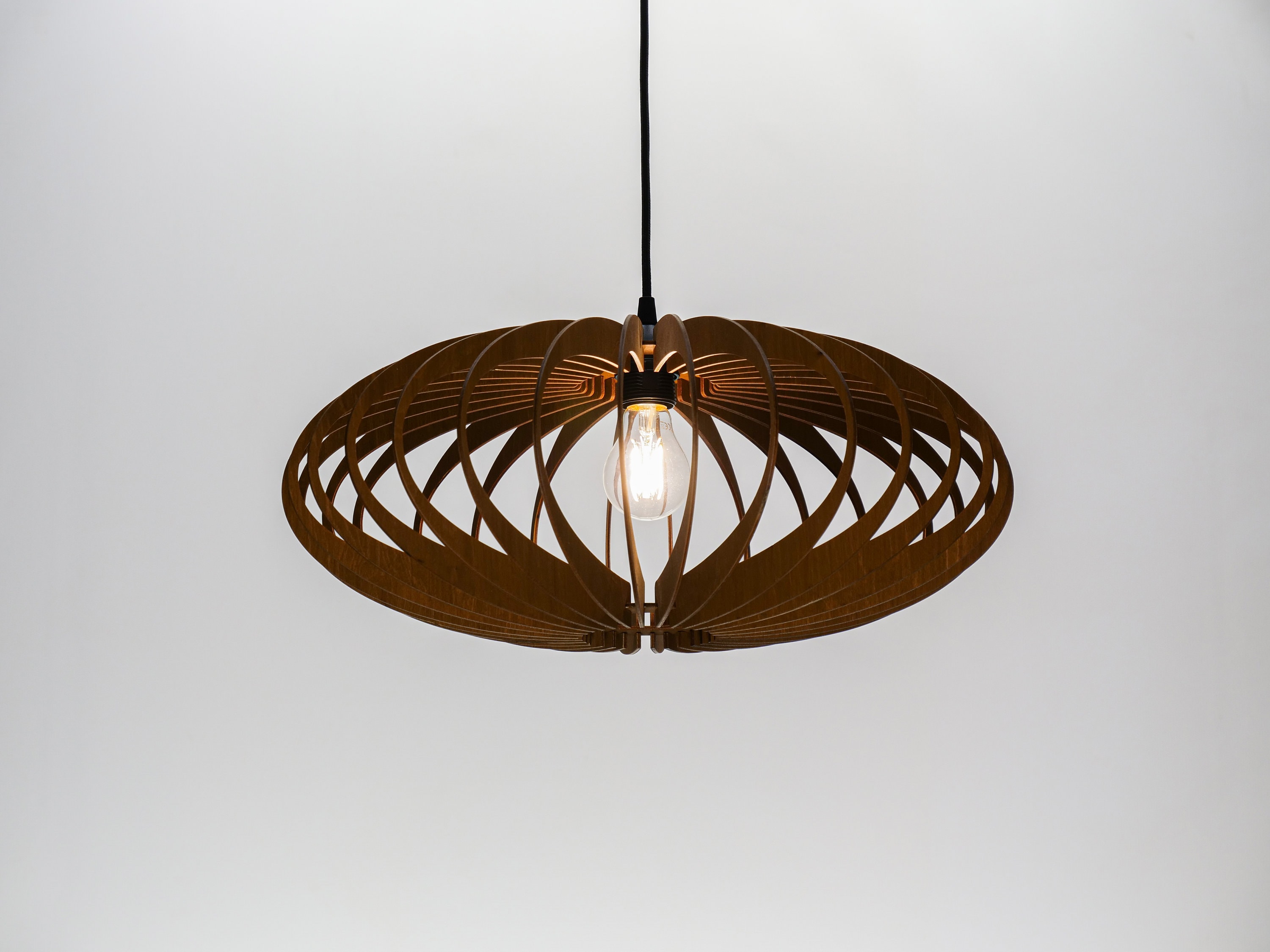 nøgen Maxim symmetri Brown ELLIPSE Lampshade Wood Ceiling Light Scandinavian - Etsy