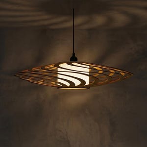 Wood Pendant Light: Scandinavian Style Chandelier, Warm Lighting image 10