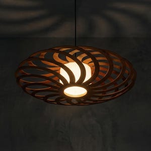 Wood Pendant Light: Scandinavian Style Chandelier, Warm Lighting image 8