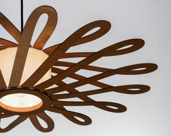 Brown UFO lampshade, wood ceiling light, Scandinavian pendant, BRADA, wood lamp, plywood chandelier, wood pendant light, wood light