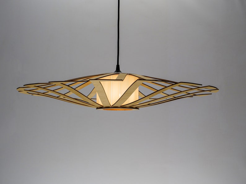 Natural Discus lampshade, wood ceiling light, Scandinavian pendant, BRADA, wood lamp, plywood chandelier, wood pendant light, wood light image 3