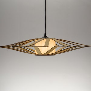 Natural Discus lampshade, wood ceiling light, Scandinavian pendant, BRADA, wood lamp, plywood chandelier, wood pendant light, wood light image 4