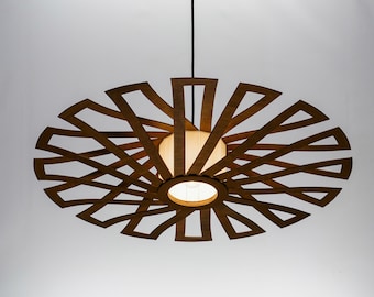 Abat-jour Discus marron, plafonnier en bois, suspension scandinave, BRADA, lampe en bois, lustre en contreplaqué, suspension en bois, lumière en bois