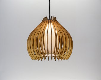 Natural DROP GLASS, wood ceiling light, Scandinavian pendant, Scandinavian style, plywood chandelier, wood pendant light, wood light, BRADA