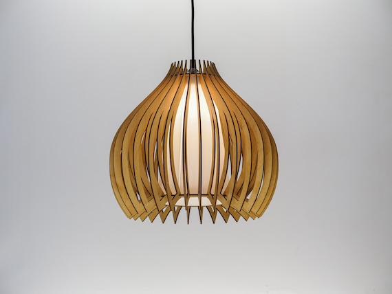 Glass and natural wood pendant light deals
