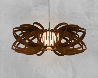Bruine hanglamp waterlelie multiplex: Scandinavische houten kroonluchter