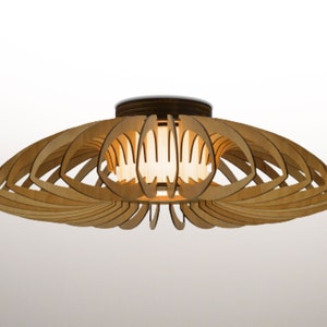 Lotus Glass flush mount, wood ceiling light, flushmount ceiling light, wall mount, wood lamp, wood pendant light wood light