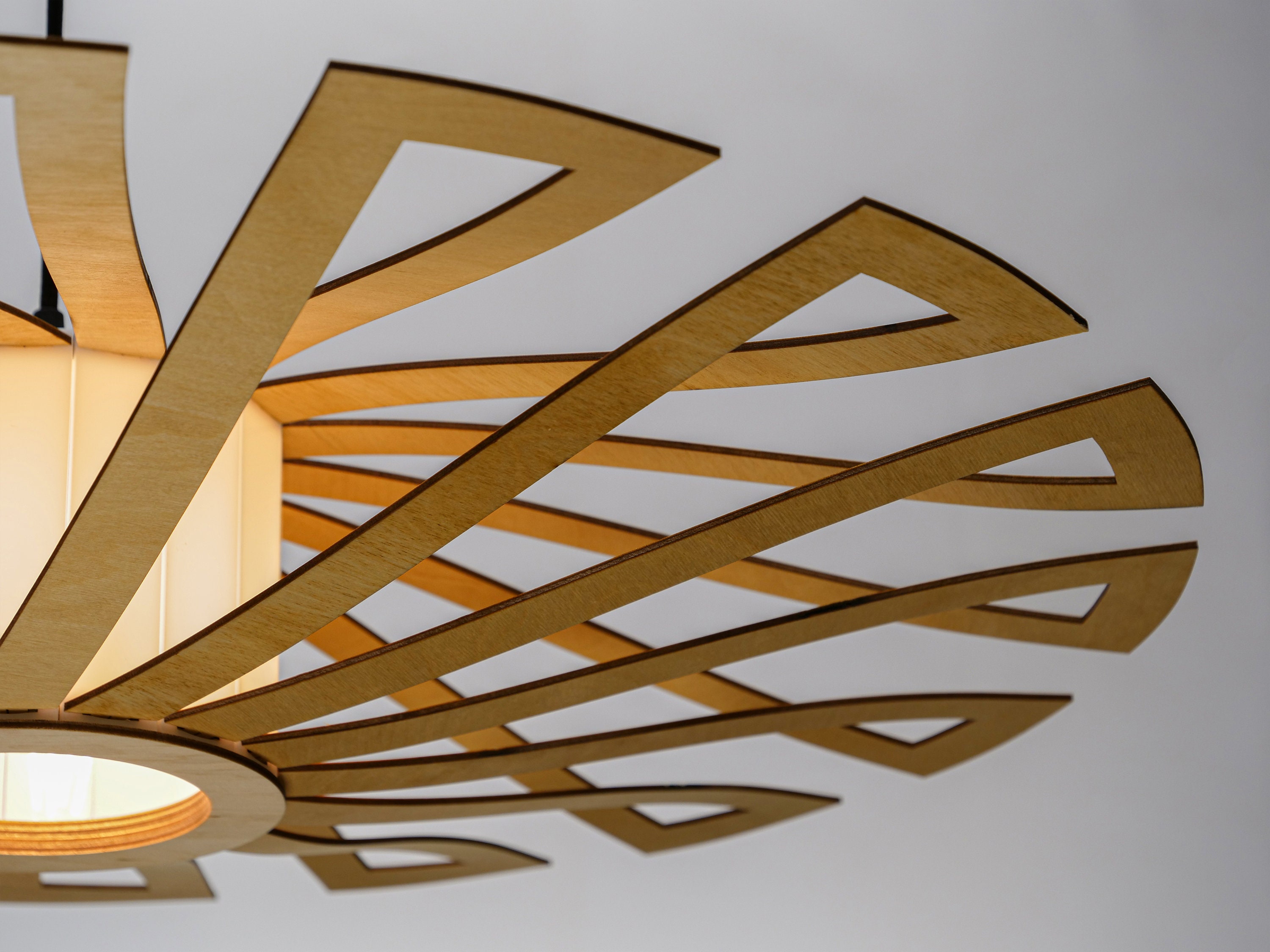 Natural Discus lampshade, wood ceiling light, Scandinavian pendant, BRADA, wood lamp, plywood chandelier, wood pendant light, wood light