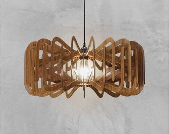 Modern Walnut Pendant Light – Laser Cut Scandinavian Ceiling Lamp