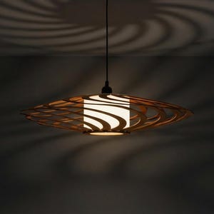 Wood Pendant Light: Scandinavian Style Chandelier, Warm Lighting image 9