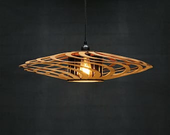 Brown Portal Lampshade | Wood Ceiling Light | Scandinavian Pendant Lamp | Warm Chandelier | Minimalist Japandi Lighting