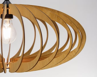 Natural ELLIPSE lampshade, wood ceiling light, Scandinavian pendant, BRADA, wood lamp, plywood chandelier, wood pendant light, wood light