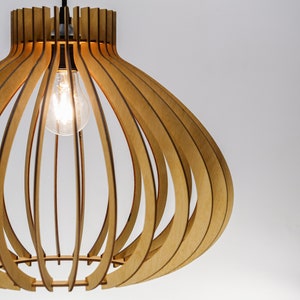 Natural PEAR lampshade, wood ceiling light, Scandinavian pendant, BRADA, wood lamp, plywood chandelier, wood pendant light wood light