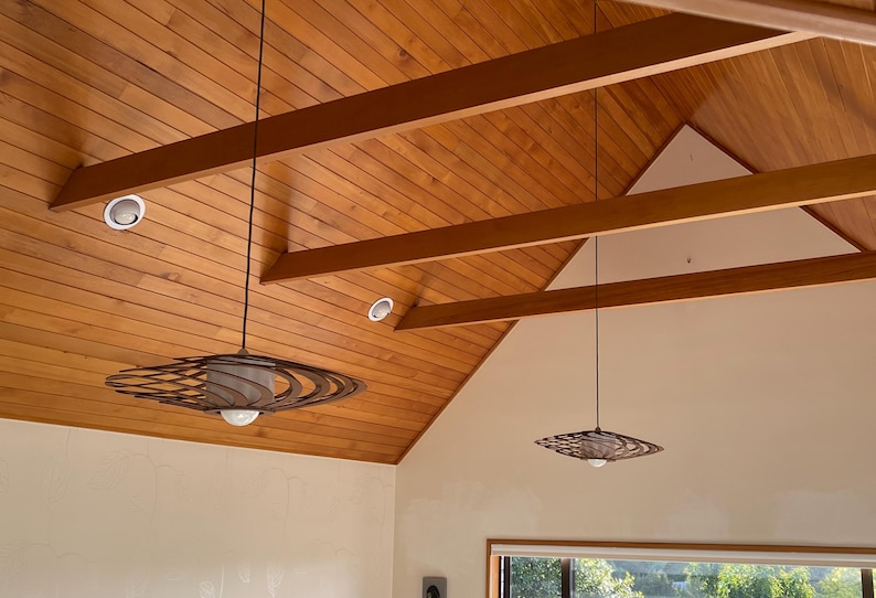 Wood Pendant Light: Scandinavian Style Chandelier, Warm Lighting image 13