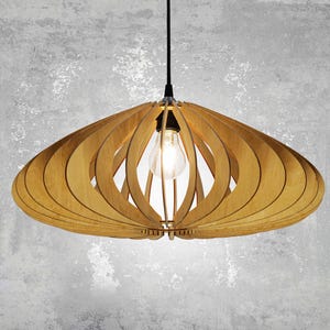 Natural PATTYPAN , wood ceiling light, BRADA, wood lamp, Scandinavian style, plywood chandelier, wood pendant light, wood light