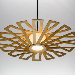 Natural Discus lampshade, wood ceiling light, Scandinavian pendant, BRADA, wood lamp, plywood chandelier, wood pendant light, wood light image 2