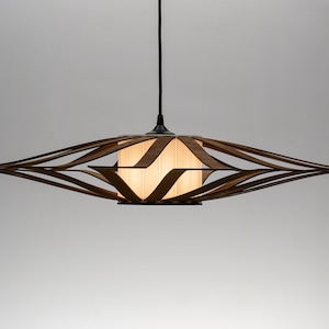 Abat-jour Discus marron, plafonnier en bois, suspension scandinave, BRADA, lampe en bois, lustre en contreplaqué, suspension en bois, lumière en bois image 6