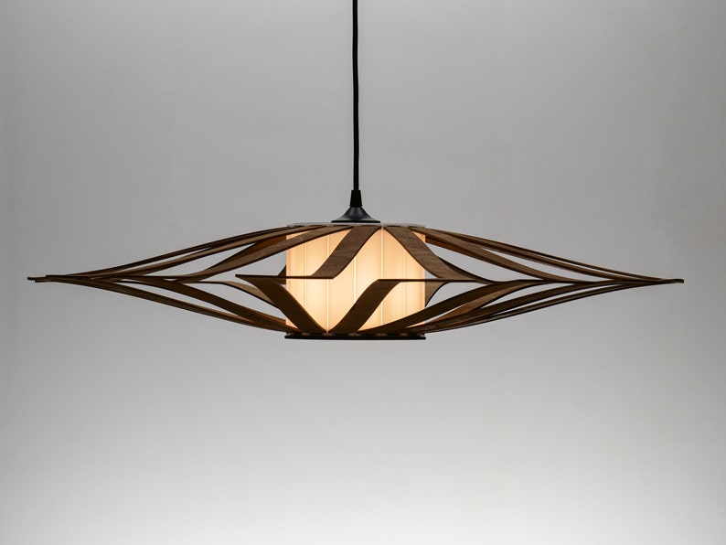 Abat-jour Discus marron, plafonnier en bois, suspension scandinave, BRADA, lampe en bois, lustre en contreplaqué, suspension en bois, lumière en bois image 6