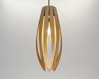 Natural PLANT lampshade, wood ceiling light, Scandinavian pendant, BRADA, wood lamp, plywood chandelier, wood pendant light, wood light