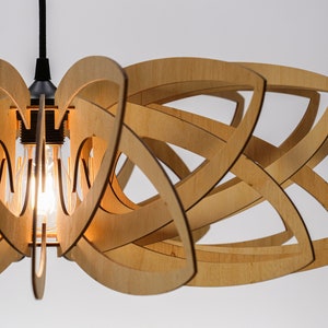 Natural Water Lily lampshade, wood ceiling light, Scandinavian pendant, BRADA, wood lamp, plywood chandelier, wood pendant light