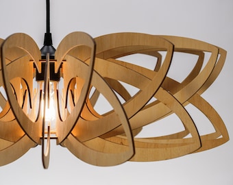 Natural Water Lily Lampshade, Plywood Chandelier, Scandinavian Pendant
