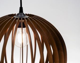 Brown Orb lampshade, wood ceiling light, Scandinavian pendant, BRADA, wood lamp, plywood chandelier, wood pendant light wood light