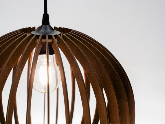 Brown Orb Lampshade Wood Ceiling Light Scandinavian Pendant