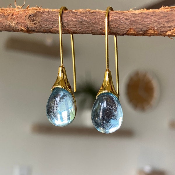 Blue Teardrop Earrings, Gemstone Earrings Blue Drop Earrings, Blue Dangle Earrings, Light Blue Waterdrop Earrings Prom Jewelry