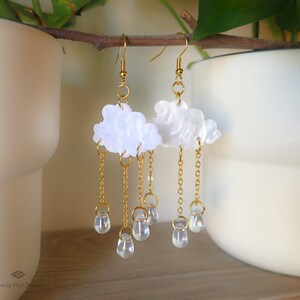 Unique Earrings, Unique Dangle Earrings, Rain Cloud Earrings , Dangle Rain Earrings  Party, Gift Prom Jewelry