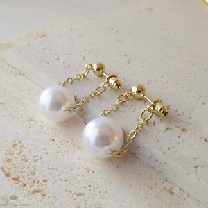 Pearl Earrings, Vintage Pearl Drop Earrings , Retro Large Pearl Earrings, Pearl Dangle Earrings