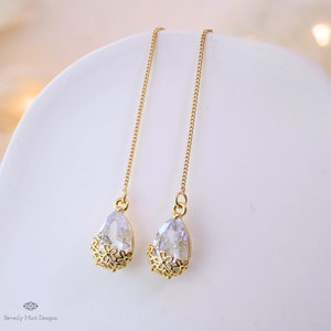 Teardrop Gold Dangle Earrings, Tear Drop Earrings, Waterdrop Dangle Earrings, Wedding , Bridesmaids Earrings Prom Jewelry