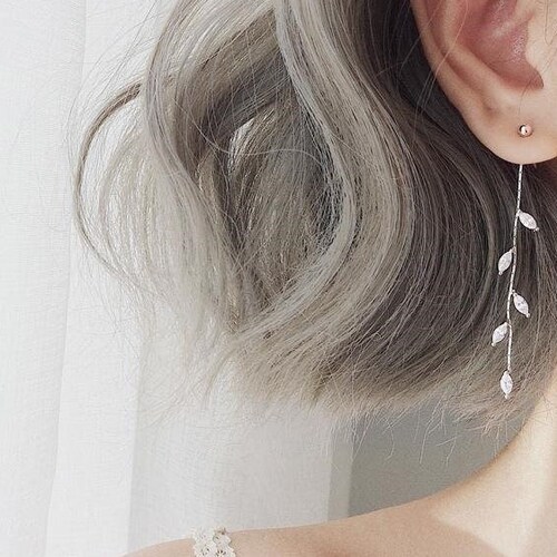 Shaped Fashion Drop Good Gift Long Silver Plated Earrings Dangle Ear Chain 