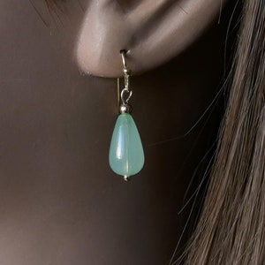 Jade Color Teardrop Earrings, Green Teardrop Earrings , 18K Gold Drop Earrings, Light Green Earrings, Minimalist Earrings Mint Green