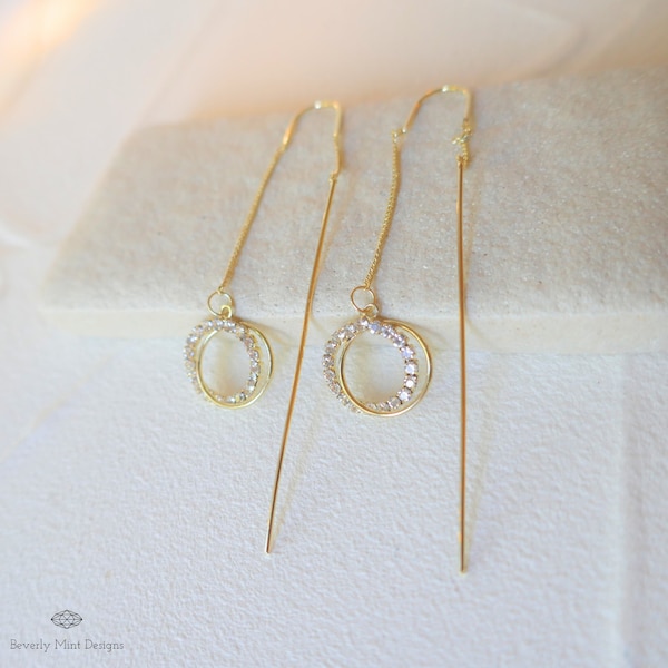 Dangle & Drop Earrings, Gold Dangle Earrings, Gold Long Earrings, Gold Rings Earrings, Minimalist Gold Earrings, Threader earrings