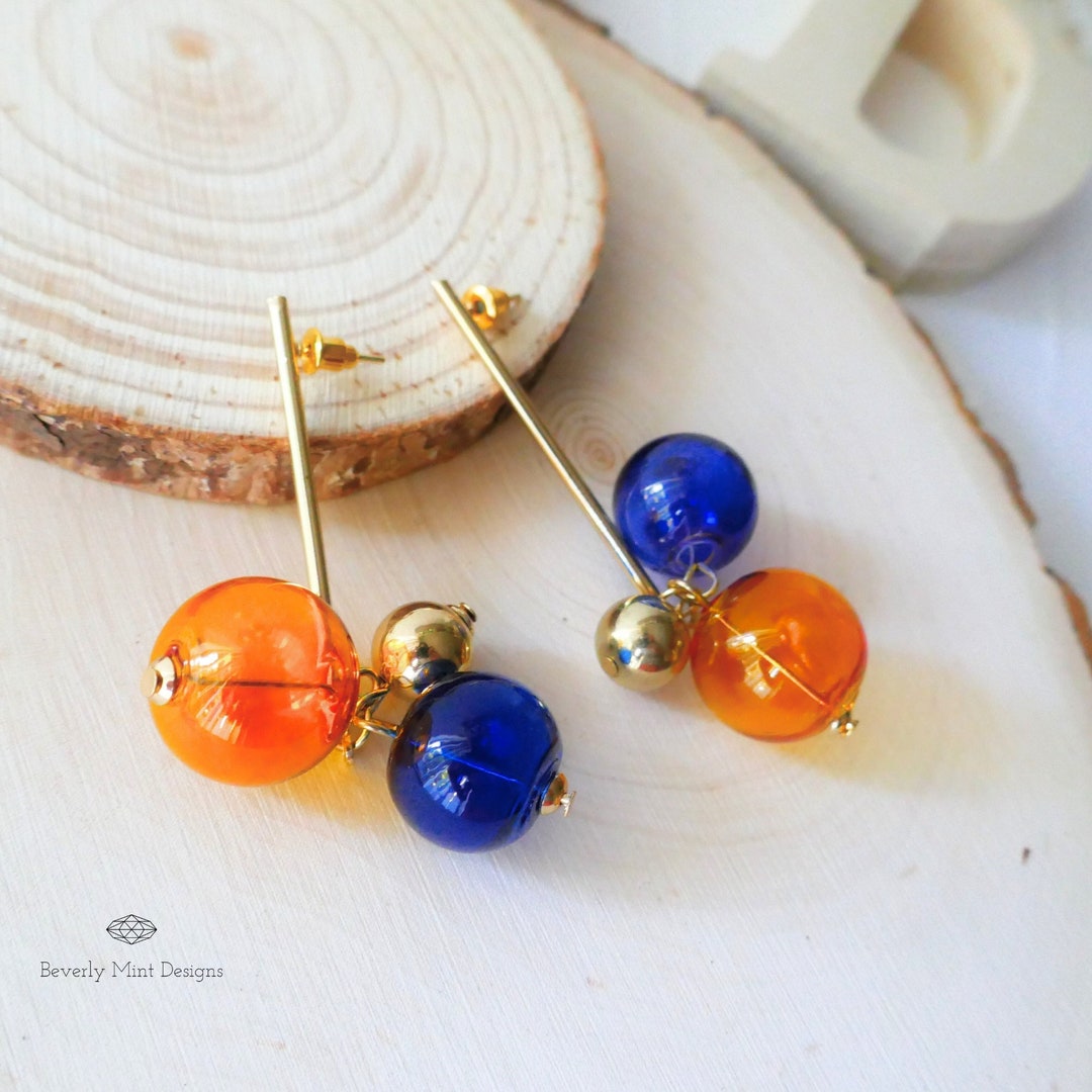 Glass Ball Dangle Long Earrings Unique Glass Ball Earrings Etsy